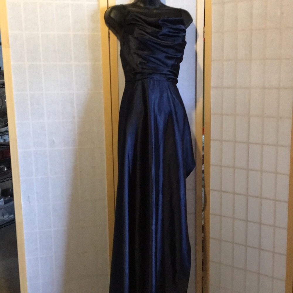 Boutique side slit navy formal. Custom made